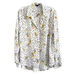 Velvet Heart Womens Pineapple Print Long Sleeve Button Up Top Office Summer XL